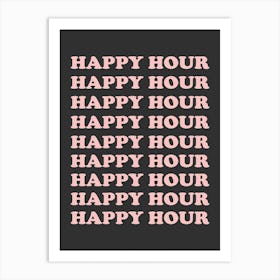 Pink And Black Happy Hour Art Print