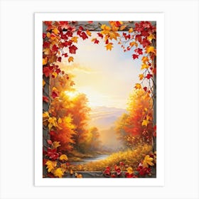 Bright Autumn Frame Encapsulating A Scene Of Seasonal Foliage Branches Laden With Various Hues Of R (6) Art Print