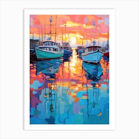 Sunset At The Docks Art Print