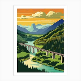 Columbia River Washington Retro Pop Art 1 Art Print