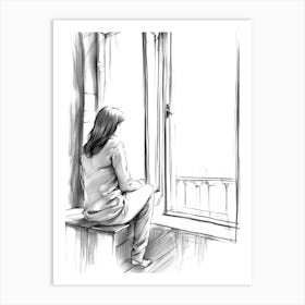 Girl Looking Out The Window Art Print