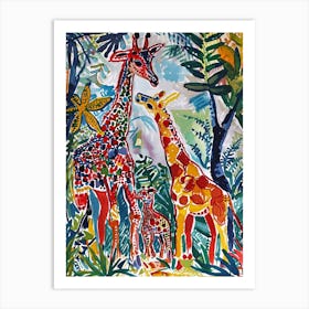 Crayon Giraffe Pattern Art Print