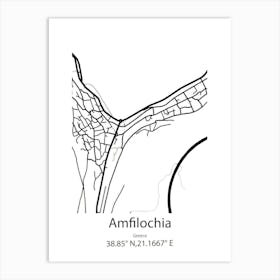 Amfilochia,Greece Minimalist Map Art Print