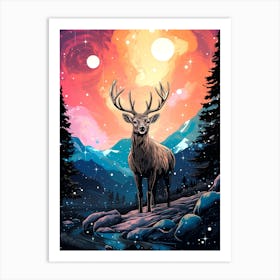 Deer In The Mountains Art Print