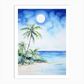 Watercolour Of Seven Mile Beach   Grand Cayman Cayman Islands 0 Art Print