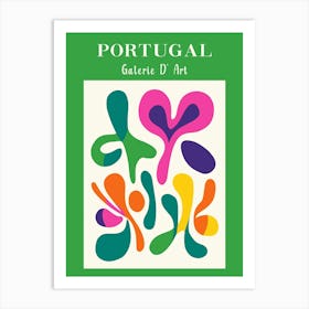 Portugal Abstrakte Bunte Formen, Reise Plakat Florale Muster Art Print