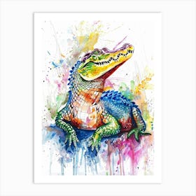 Crocodile Colourful Watercolour 1 Art Print