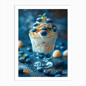 Blueberry Ice Cream In A Cup Art Print