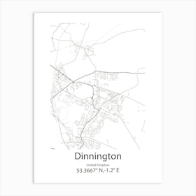 Dinnington,United Kingdom Minimalist Map Poster