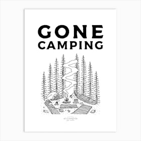 Gone Camping Fineline Illustration Poster Art Print
