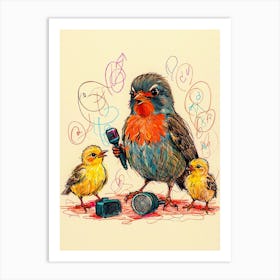 Robin And Chicks Art Print