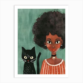 Black Girl With Cat 3 Art Print