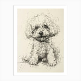 Bichon Frise Dog Line Drawing Sketch 3 Art Print
