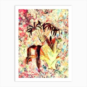 Impressionist Crinum Erubescens Botanical Painting in Blush Pink and Gold Art Print