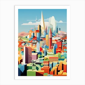 Frankfurt, Germany, Geometric Illustration 2 Art Print