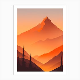 Misty Mountains Vertical Composition In Orange Tone 200 Art Print