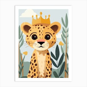 Little Cheetah 2 Wearing A Crown Art Print