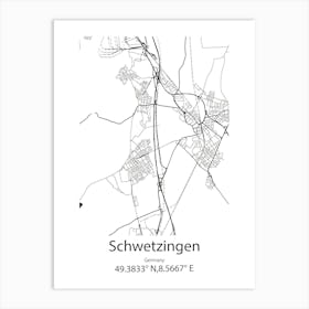 Schwetzingen,Germany Minimalist Map Art Print