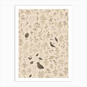 Beige And Brown Birds Art Print