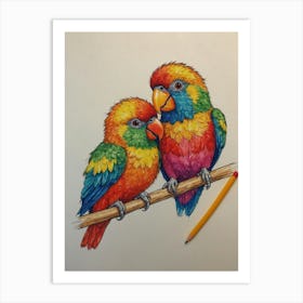 Two Parrots 4 Art Print