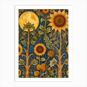 William Morris Sunflowers In The Moonlight 1 Art Print