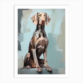 Weimaraner Dog, Painting In Light Teal And Brown 2 Art Print
