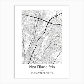 Nea Filadelfeia,Greece Minimalist Map Art Print