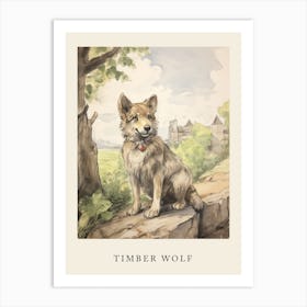 Beatrix Potter Inspired  Animal Watercolour Timber Wolf 3 Art Print