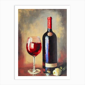 Merlot Rosé Oil Painting Cocktail Poster Art Print