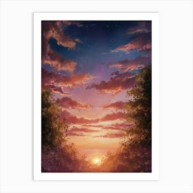 Sunset In The Woods 3 Art Print