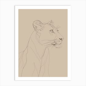 Lion Drawing - Boho, Line Art Art Print