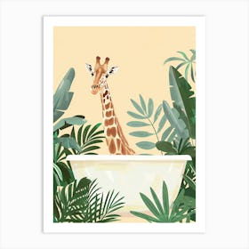 Bathtub Giraffe Mid Century Art Print