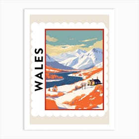 Retro Winter Stamp Poster Snowdonia United Kingdom 1 Art Print