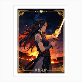 Girl Holding A Sword Art Print