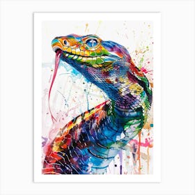 Cobra Colourful Watercolour 4 Art Print