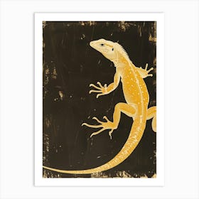Mustard Monitor Lizards Blockprint 1 Art Print
