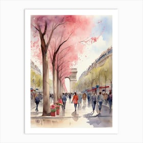 Cherry Blossoms In Paris Art Print