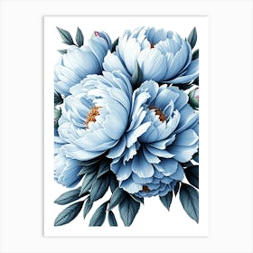 Blue Peonies 4 Art Print