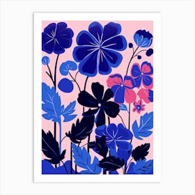 Blue Flower Illustration Geranium 1 Art Print