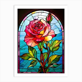 Stained Glass Rose Art Print