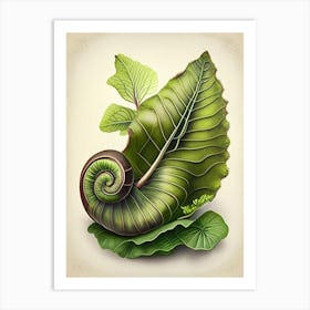 Garden Snail On A Leaf 1 Botanical Art Print