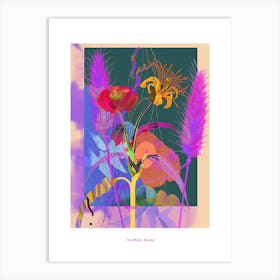 Fountain Grass 1 Neon Flower Collage Poster Art Print
