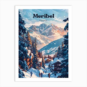 Meribel France Winter Resort Art Illustration Art Print