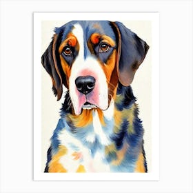Bluetick Coonhound 2 Watercolour Dog Art Print