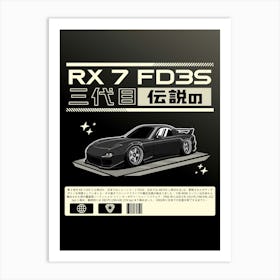 Maxda RX 7 FD3S Black Art Print