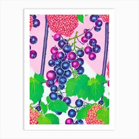 Blackcurrant Risograph Retro Poster Fruit Art Print