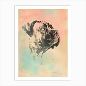 Pastel Neapolitan Mastiff Dog Pastel Line Illustration 4 Art Print