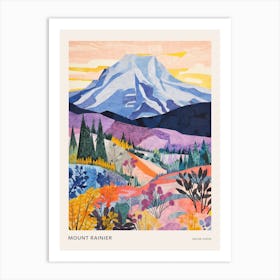 Mount Rainier United States 4 Colourful Mountain Illustration Poster Art Print