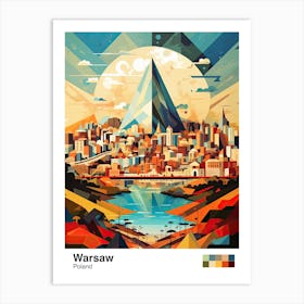 Warsaw, Poland, Geometric Illustration 4 Poster Art Print