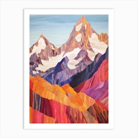 Mount Cook New Zealand 4 Colourful Mountain Illustration Art Print